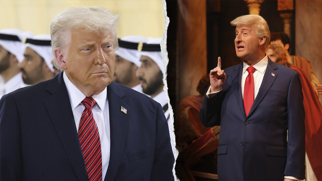 SNL سفر خاورمیانه ترامپ و 400 میلیون دلار جنجال جت قطر را مسخره می کند